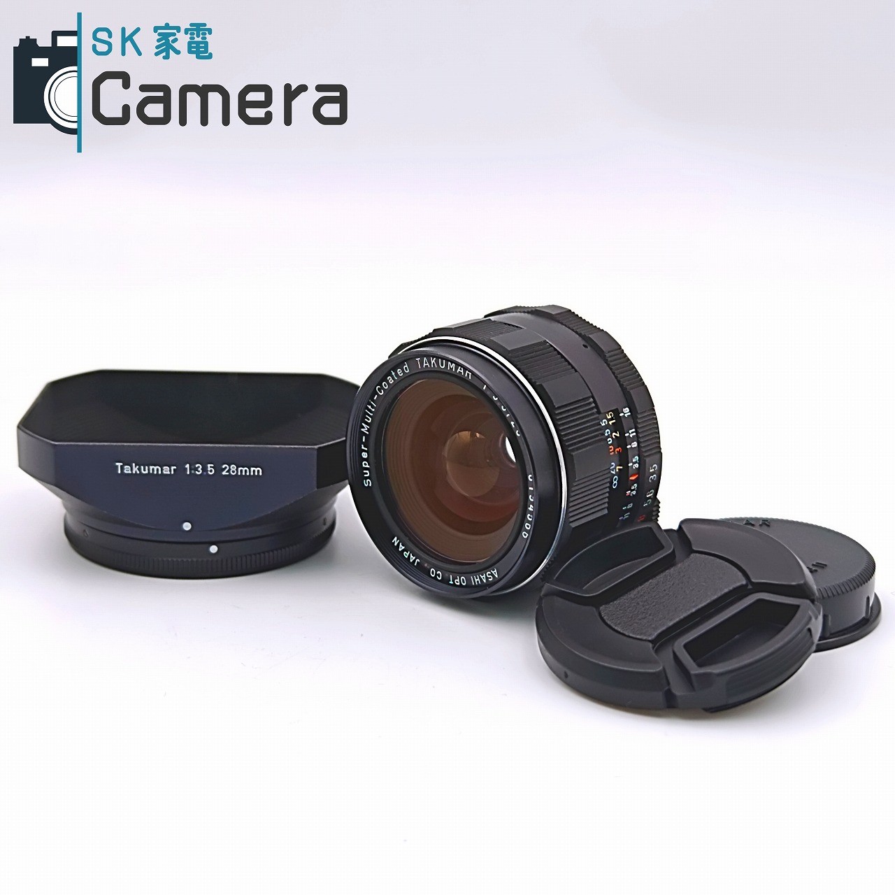 【中古】 PENTAX Super-Multi-Coated TAKUMAR 28mm F3.5 M42 フード付き 良品|SK家電カメラ館店