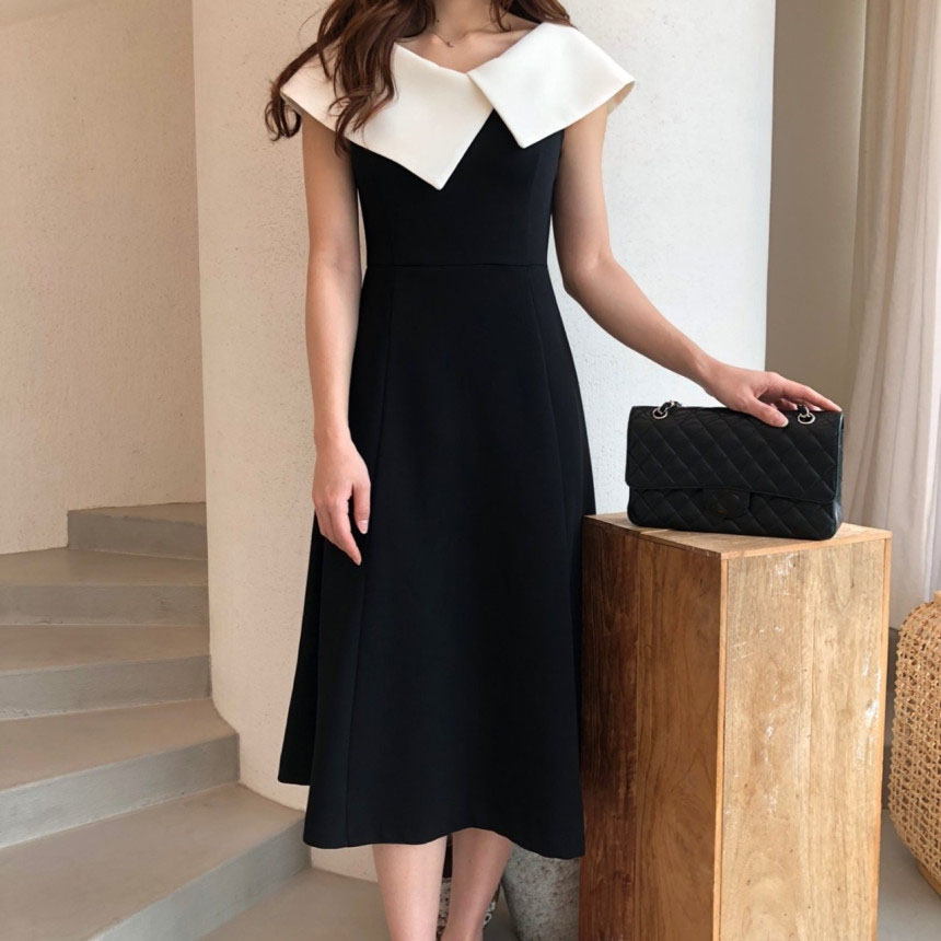 楽天市場】【ネコポス便/送料無料】大襟 モノトーン 上品ワンピース 細