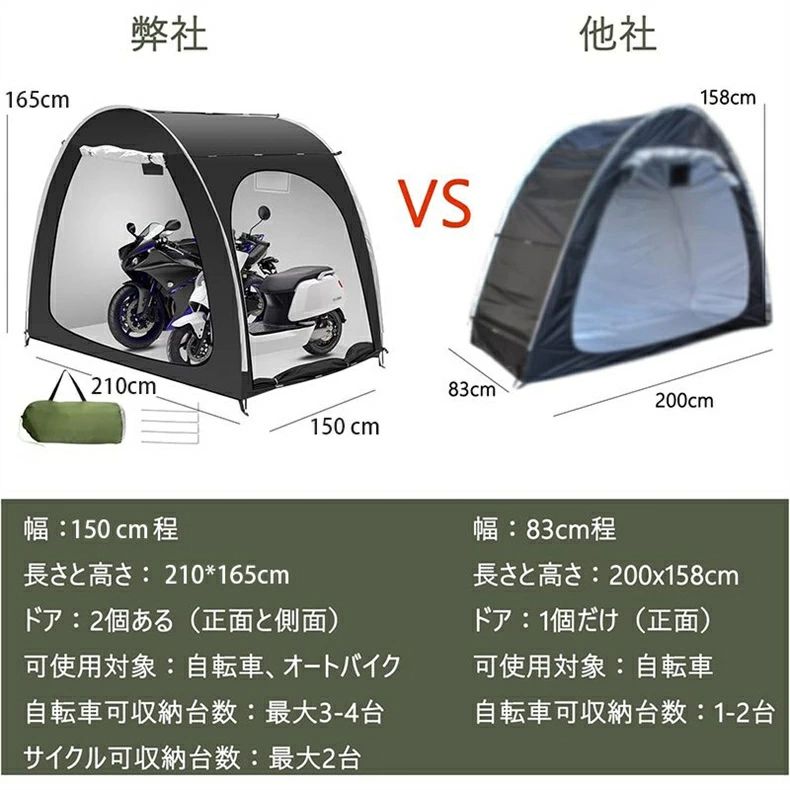 【★梅雨対策★大人気製品!!】自転車テント 自転車サイクルハウス 3-4台用 大型 自転車ハウス 雑貨 UVカット?遮熱?耐水加工 家庭用 アウトドア 戸外 携帯可 自転車置き場 屋根付き 物置
