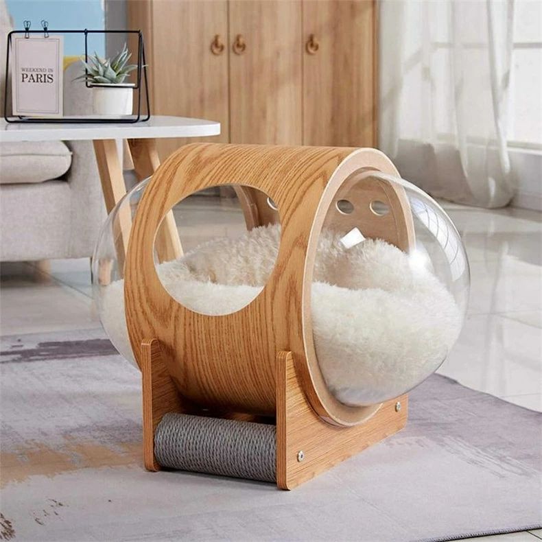 楽天市場】宇宙船猫ハウス ペット用ベッド 木製 キャットハウス