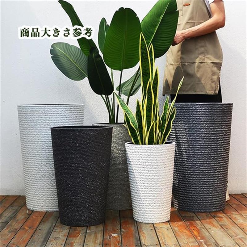 プランター 大型 植木鉢 おしゃれ 受け皿付き 軽量 屋内 屋外用 プランター 深型 高さ52cm ガーデニング 現代風 軽量 排水穴 通気透水 シンプル インテリア 部屋 オフィス 屋内 屋外用