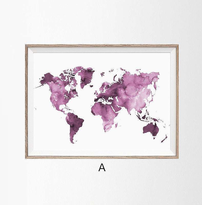 【3枚セット】世界地図 モダン アートポスター（A4フレーム付き） 3枚セット】世界地図 モダン アートポスター（A4フレーム付き