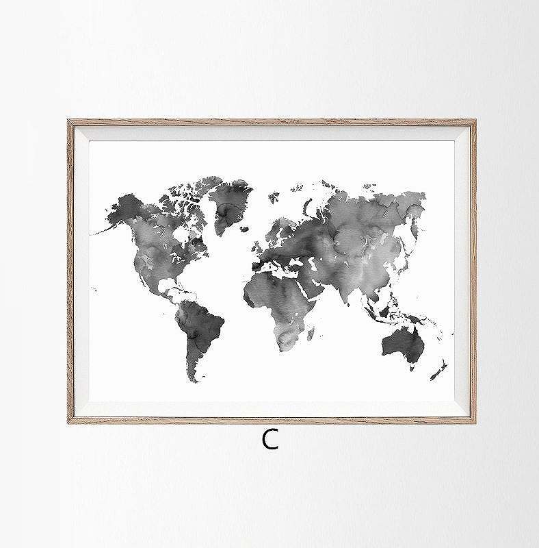 【3枚セット】世界地図 モダン アートポスター（A4フレーム付き） 5001798948641-b.jpg