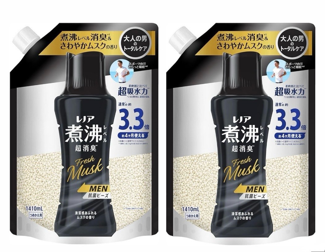 【楽天市場】2袋セット P&G レノア 煮沸レベル 超消臭 抗菌ビーズ MEN ムスクの香り つめかえ用1袋3.3倍(1410mL)×2袋 ...