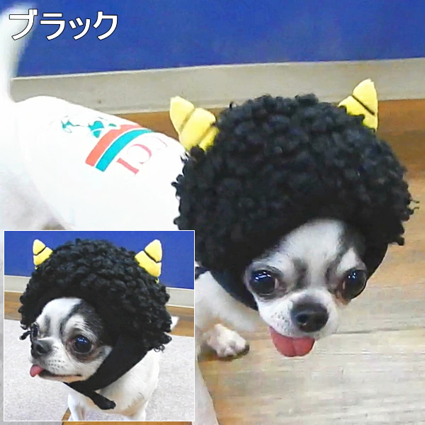 犬 節分 カミナリ 鬼 キャップ Mサイズ チワワ 帽子 服 コスプレ