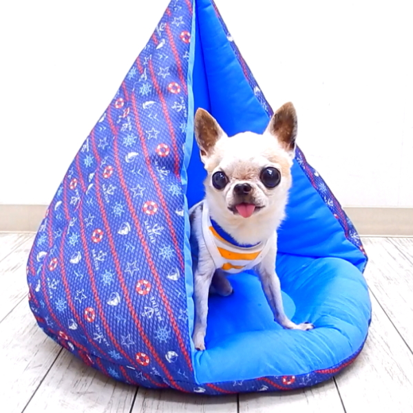 【楽天市場】テント風ベッド トンガリ マリン柄 メッシュ+接触冷感リバーシブル │ チワワ 犬 ベッド ベット
