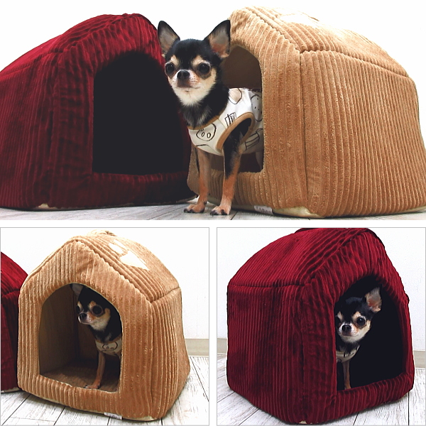 【楽天市場】コーデュロイ ハウスベッド │ チワワ 犬 ドームベッド ベッド ドーム カドラー クッション 小型犬