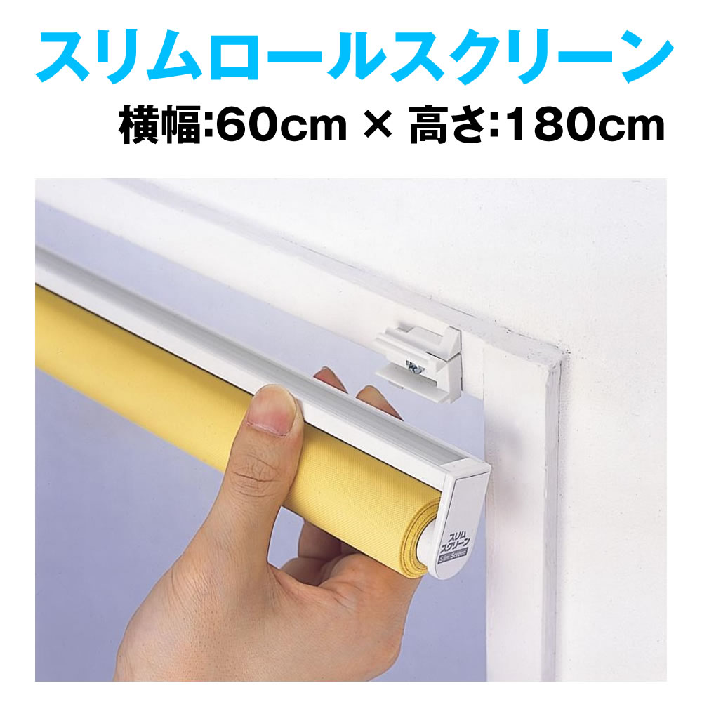 (横幅:60cm×高さ:180cm)スリムロールスクリーン 採光(防炎)木ビス(木ネジ専用) ロールカーテン|skip 店