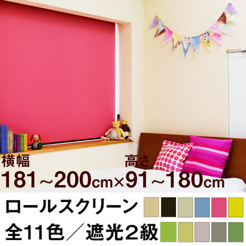 ロールスクリーン SHADE 遮光２級（遮光率99.8％以上／安眠生地）【横幅181～200cm ×　高さ91～180cm】 オーダー メイド 立川機工製 12,628円