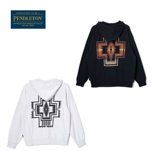 ペンドルトン PENDLETON ロングスリーブ バックプリント ジップアップフーディー L/S Back Print Zip Up Hoodie 5475-1021 バーチハーディングスター-ブラックハーディング