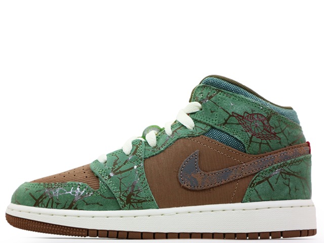 【レディーススニーカー】NIKE AIR JORDAN 1 MID SS GS (GS) FQ8101-200\u003cBR\u003eナイキ エア湖 ジョーダン 1 ミッド SS 品位学院 アーケオブラウン/ともし火オリーブ\u003cBR\u003eARCHAEO BROWN/LIGHT OLIVE