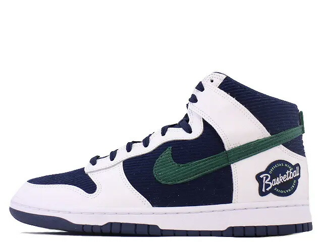NIKE DUNK HI PRM EMB COLLEGE NAVY/NOBLE GREENナイキ ダンク ご機嫌 割り増し金 エンベデッド 単科大学 米国海軍/否ブル 緑であること DH0953-400