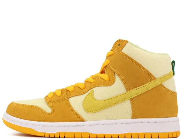 NIKE SB DUNK HIGH PRO \"PINEAPPLE\"" DM0808-700ナイキ スケートボーディング ダンク ご機嫌 労働者階級 最高学府 ゴールド/生々しい エテ公毛革-シトロン UNIVERSITY GOLD/VIVID SULFUR-CITRON"