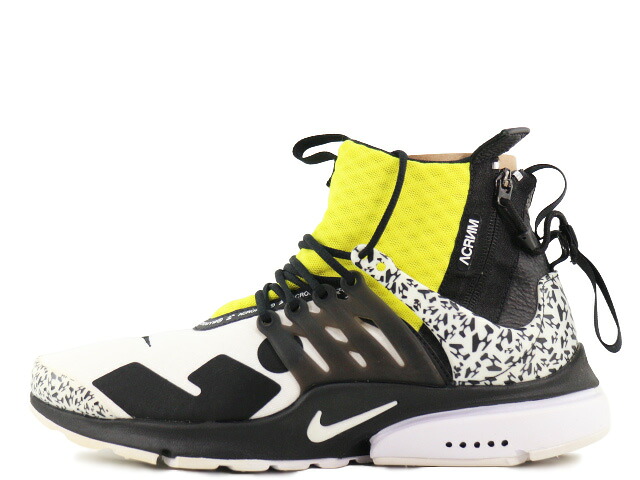 【2018年製】【左足ソール部分変色有】NIKE AIR PRESTO MID / ACRONYM AH7832-00ナイキ エア プレスト ミッド × アクロニウム ホワイト/ブラック/ダイナミックイエローWHITE/BLACK-DYNAMIC YELLOW|スニーカーショップ SKIT