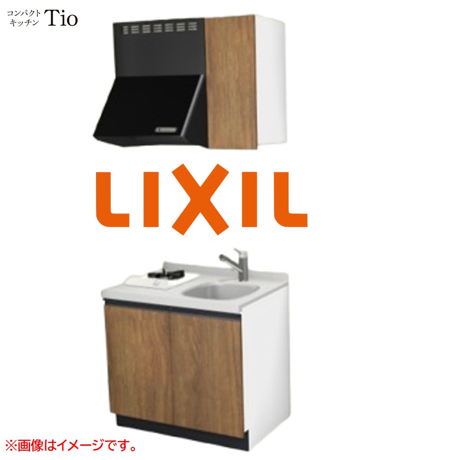 人造大理石トップ 間口900mm 1口ガスコンロ ミニキッチン コンパクトキッチン コンログリルレス LIXIL リクシル Tio ティオ 壁付I型 W900 扉デザイン グループ3 B9シリーズ 木目(エンボス) カラー(エイジドオーク) ライン取手【送料無料】｜SKPショップ