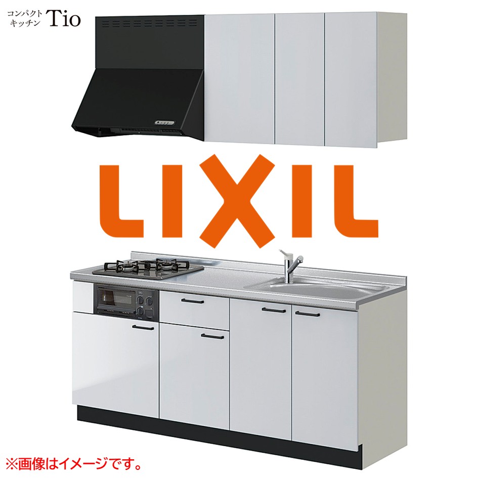 間口1950粍 3口ガスコンロ ミニ勝手もと パウダーコンパクト勝手もと コンロ食べ物屋付 LIXIL リクシル Tio ティオ 壁付I型 扉ひな型 烏合の衆1 B3続きもの 単色(光輝) 色つや(しろがね色薄墨色) 手持ち部分受け取り人【貨物輸送無料】
