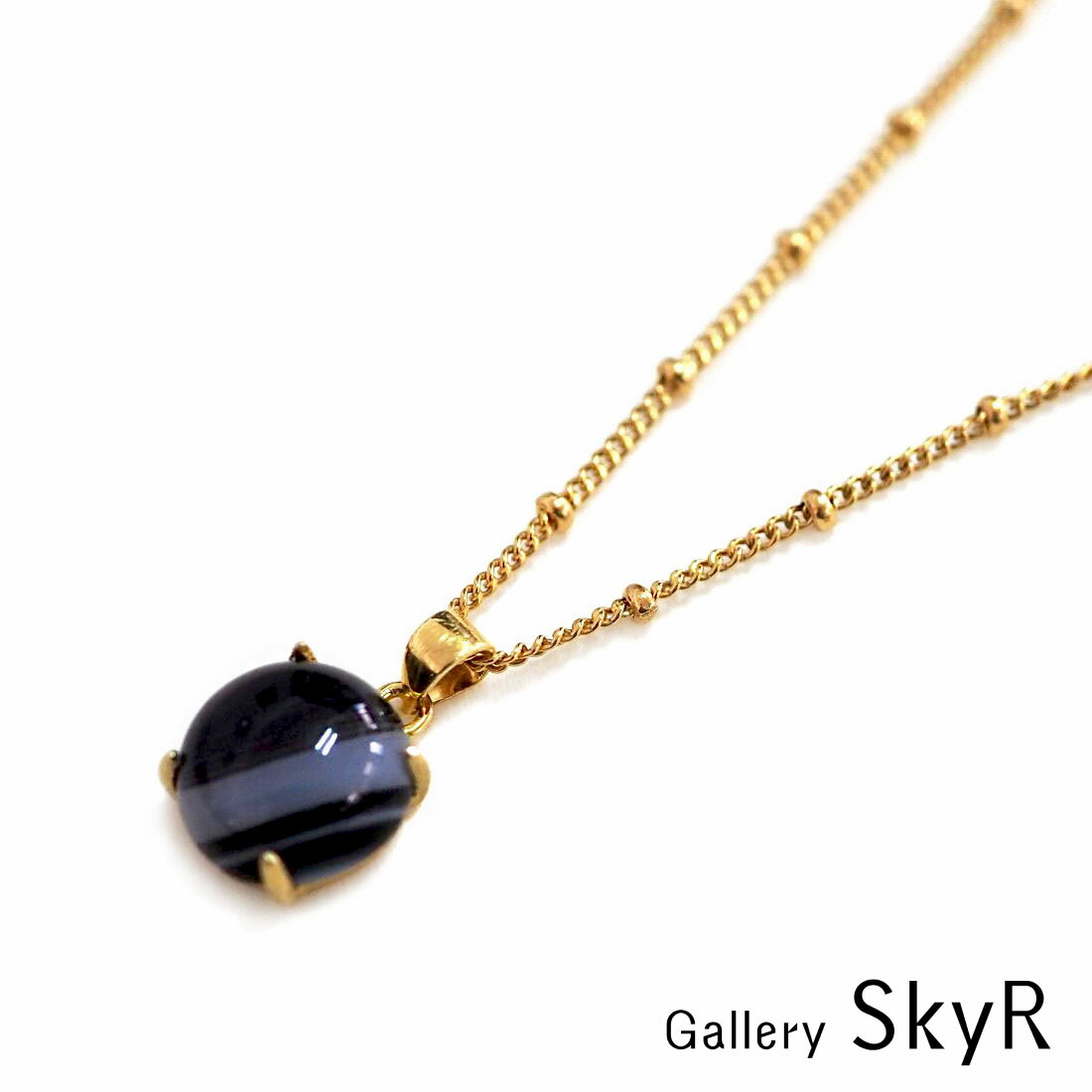 ストライプ オニキス ペンダント K14GF 写真現品 ゴールドフィルド マグネット留め具｜Gallery SkyR スカイアール 8,800円