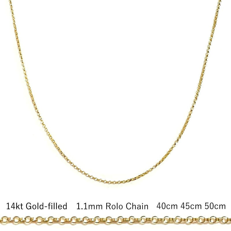 1.1mm ロロチェーン ネックレス 40cm 45cm 50cm K14GF ゴールドフィルド 甲丸アズキ 甲丸小豆 ゴールドネックレス