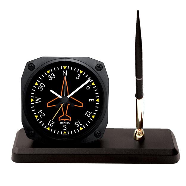 【Trintec Directional Gyro Desk Pen Set】 トリンテック 航空計器 ジャイロコンパス ペンスタンド 目覚し時計 DS62