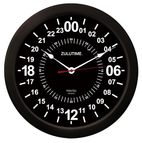 【Trintec ZULUTIME 24-Hour Clock】 トリンテック 掛け時計 （黒） 14" 24時間計 ZT24HR14-B｜SKY LIFE with FLYING DOG