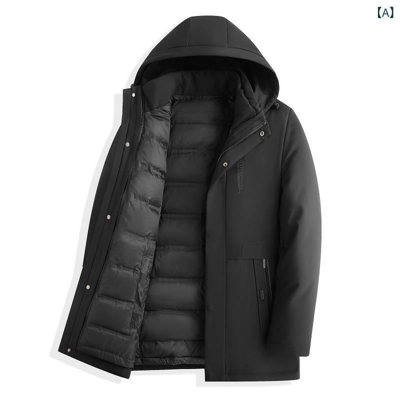 2022 冬は内 胆 男性 ダウン ジャケットの 中年の 厚い コートの 中の 長い 男性 服の お父さんの 冬 服を 取り外します