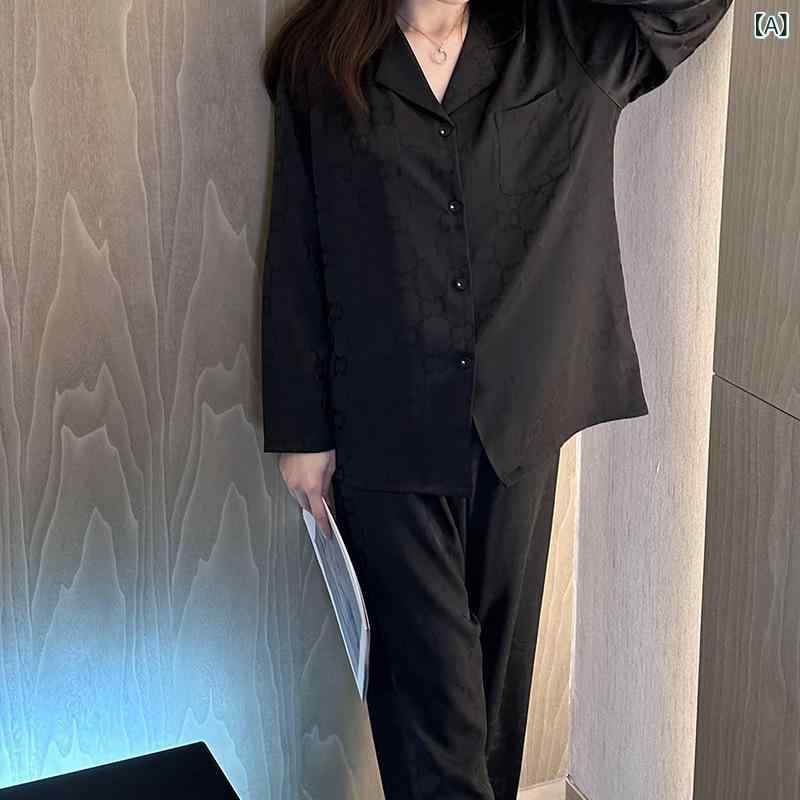 【 ジャカード双 C】 カップル スタイル 春秋 2022 年新 高級 感 氷 糸 パジャマ 女 夏 薄 男 家