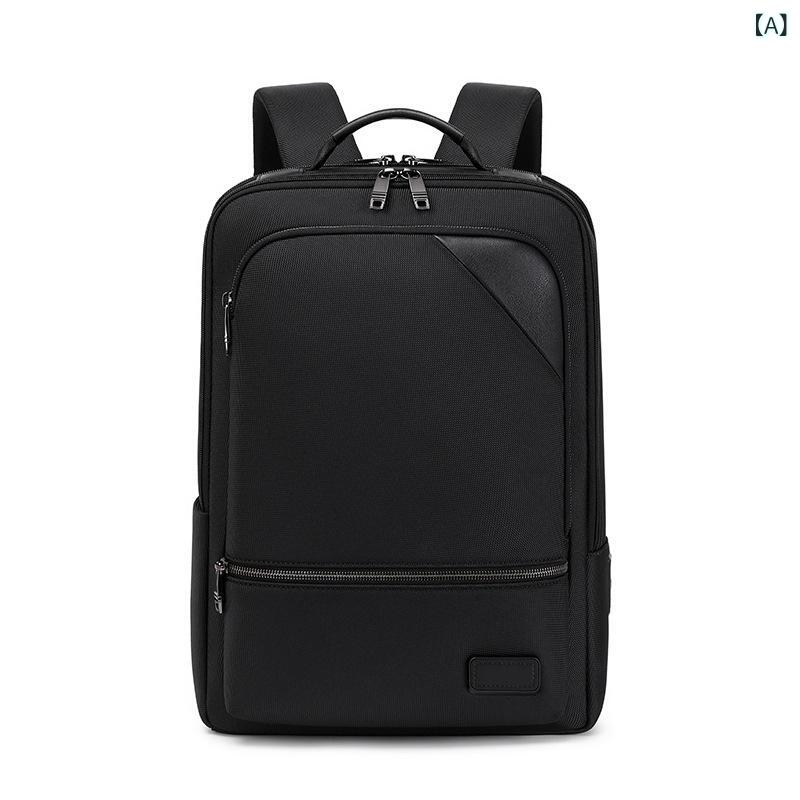 国境を 越えた 新しい スタイルの 黒の メンズバックパック、大 容量 バック パック、 USB 充電 機能 付き、 ビジネス 出張、 旅行 用 パソコン バッグ
