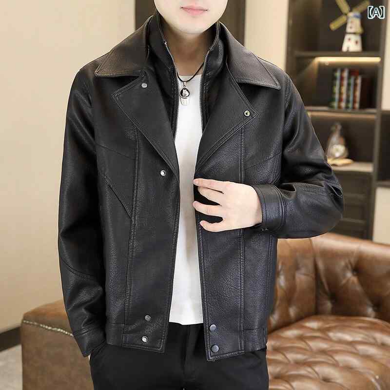 2025 年 男性の 春の 新型の 偽の 2つの ジャケットの 皮の 服の コートの 男性の 革の ジャケットの カジュアルな 革の ジャケットの 男性