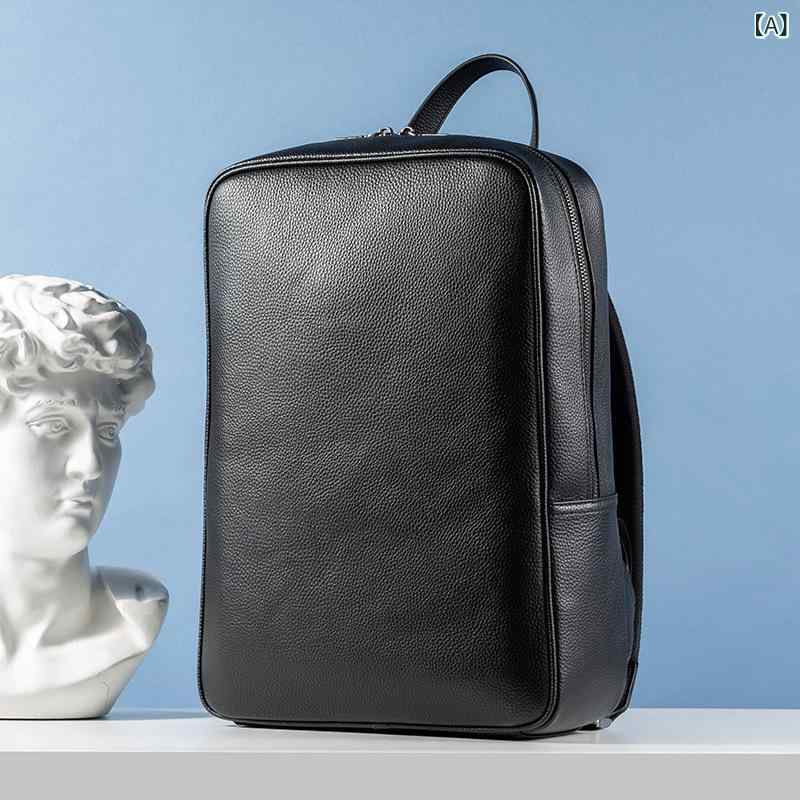 新 商品の シンプルな メンズ本 革 リュックサックファッショントレンドの 薄い リュックサックの トップ 層 牛革 カジュアル 男性 カバンの 現物｜スカイライト