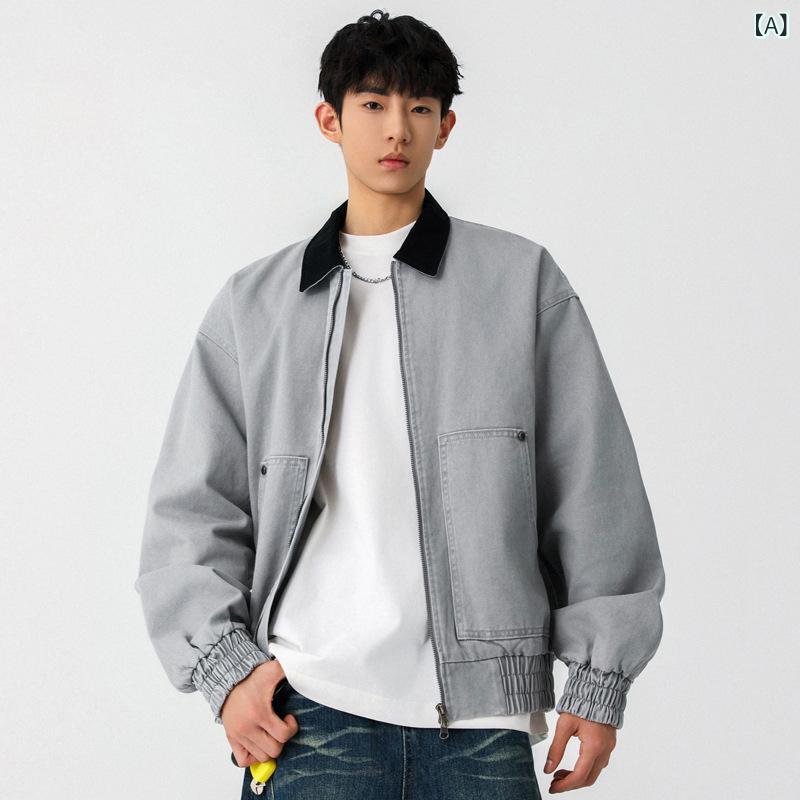 襟を めくる 水洗い ジャケット 春 襟 革 ジャケット ファッション 皮 衣 コート 男性の ごろつきが 流行 して いる