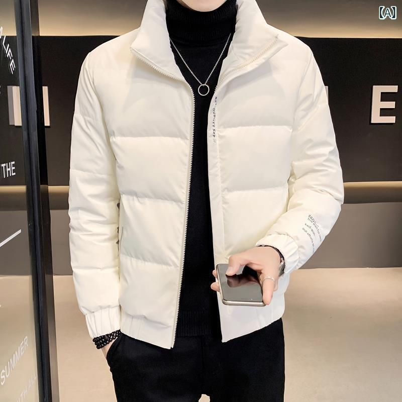 薄っぺらな ダウン ジャケットの 男性 2025 年の 新型 ファッションの 短い タイプの 青年の 立 襟は 厚い 冬の コートの 男性の 冬の 服の 餃子を 厚く します。