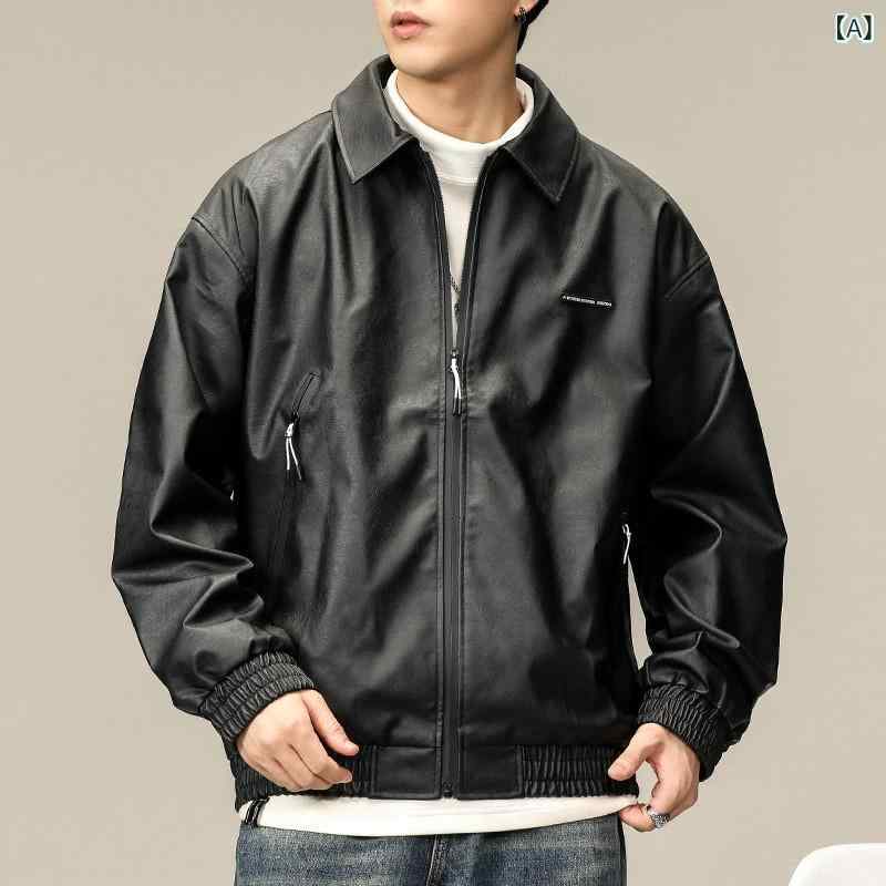 レ トロな 黒い 革の 服の コートの 男性の 春の パイロットの コーチの 革の ジャケットの 男性は アメリカの 機関 車の 服の 潮流を 厚く します。