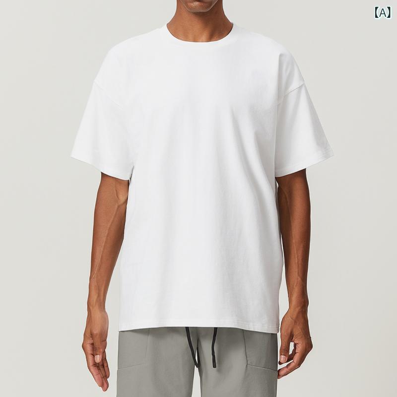 ソフト コットン 吸湿 性 肌に 優しい 通気 性 スポーツ Tシャツ ルーズ スポーツ カジュアルシティウォークメンズフィットネストップ