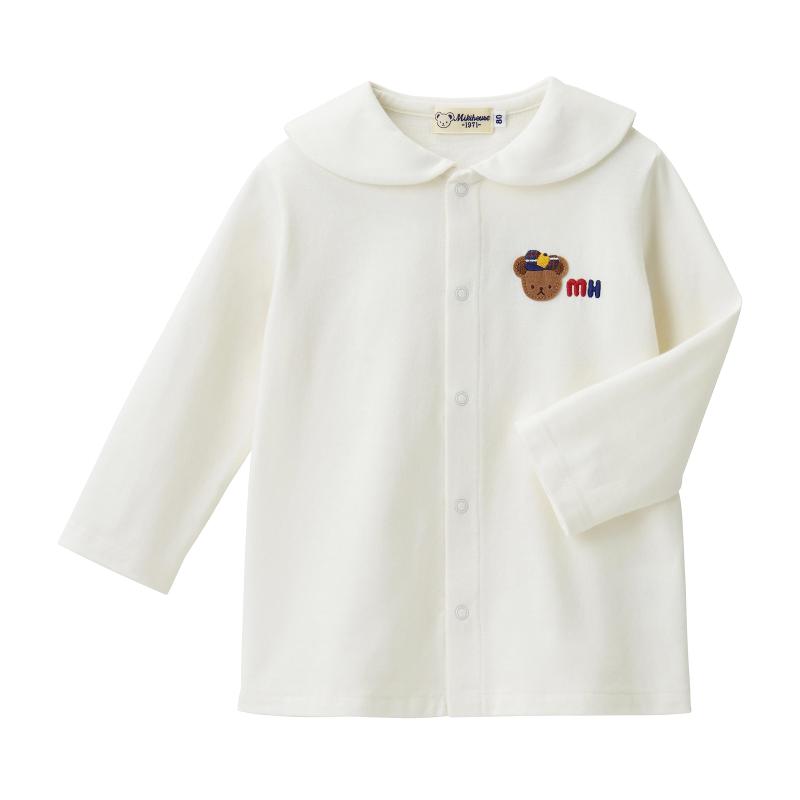 [ミキハウス] トップ 長袖 無地 乗り組み員色つや くま 日本製 綿100％ 御坊っちゃん うしろ帯 もの言う花 キッズ 赤んぼう ベビー服 赤ちゃん服 13-5401-493