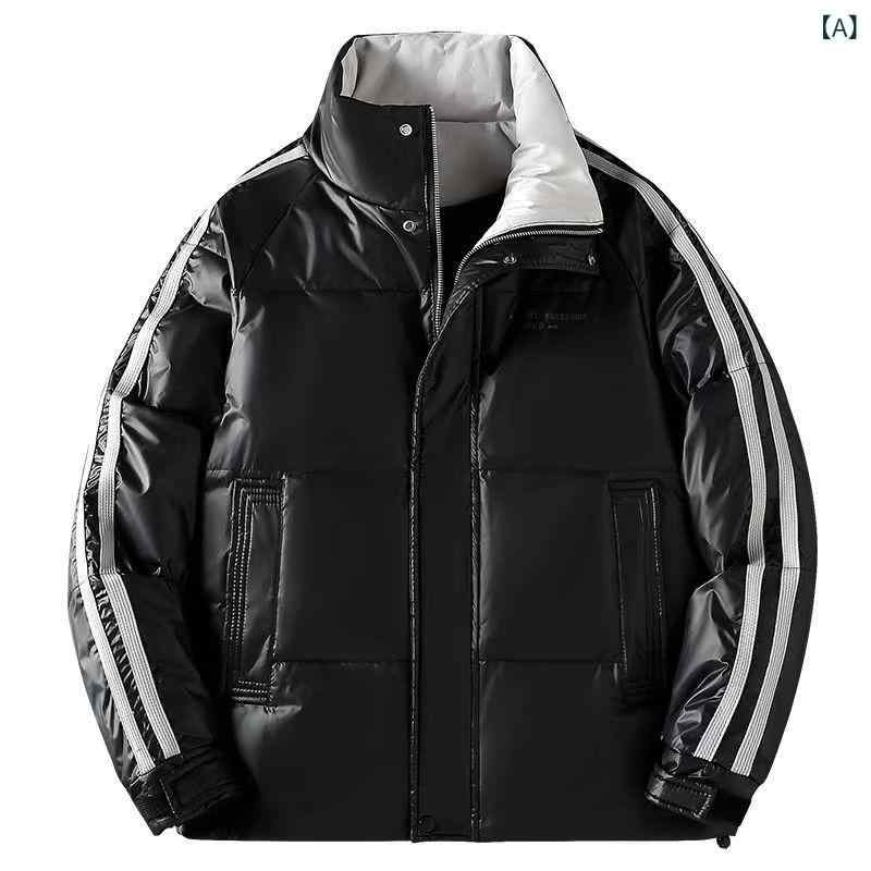 男性 ダウン ジャケット 2025 年 冬の 新型 厚手で 格好いい 保温 白 鴨 パイルの 短い 冬 服の 明るい コートが 湿って いる