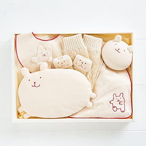 オーガニックギフトセットXL pompkins BABY オーガニックコットン100％ ミニスタイ どんぶり鉢 ミニ西洋手ぬぐい パイル靴下 だっこ枕 なわ編みレッグウォーマー 6点仕掛ける 日本製