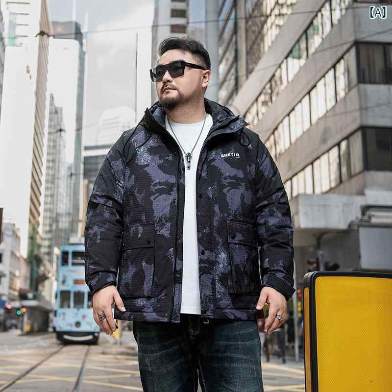 紳士 服の 工 装 90 白 鴨 絨毛の 太った 人は 太って 大きい サイズの 帽子の ダウン ジャケットの カジュアル コートを プラス します。