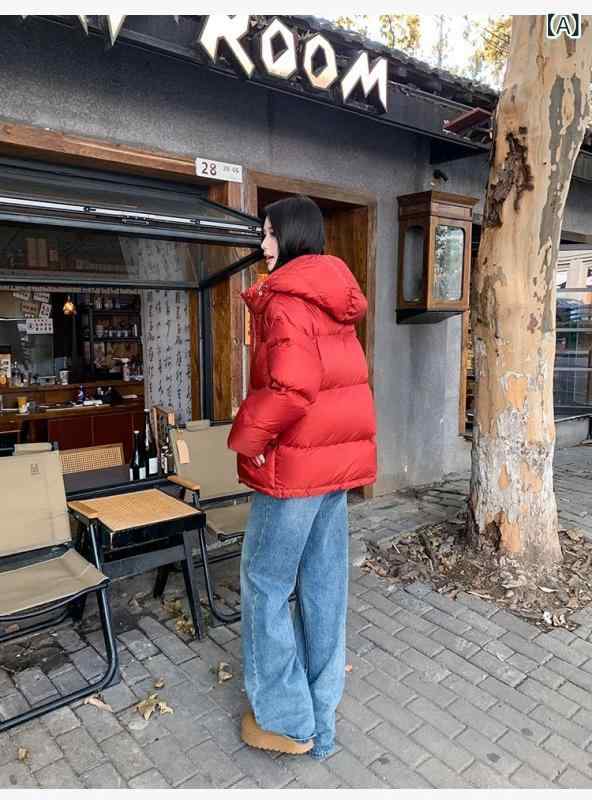 帽子 付きの ダウン ジャケットの 女性の ショート タイプ 2024 韓国 版の 新型の 小さい 子は 厚くて ゆったり して います。