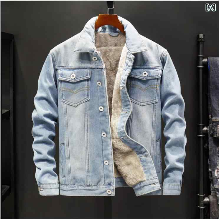 外国 貿易の 秋冬の 大きい サイズの ジャケットの 男性の デニムの 服の 青年の ゆったり して いる カジュアルな コートの 水洗いの 襟の ジャケットの 上着の 男性