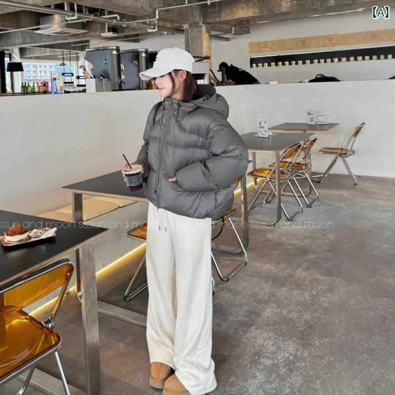 リアル 90 ホワイトダックダウンハイエンドパフフード 付き ダウン ジャケット 女性の ための 2025 新しい 厚みの ある ショートパンジャケットトレンディ|スカイライト