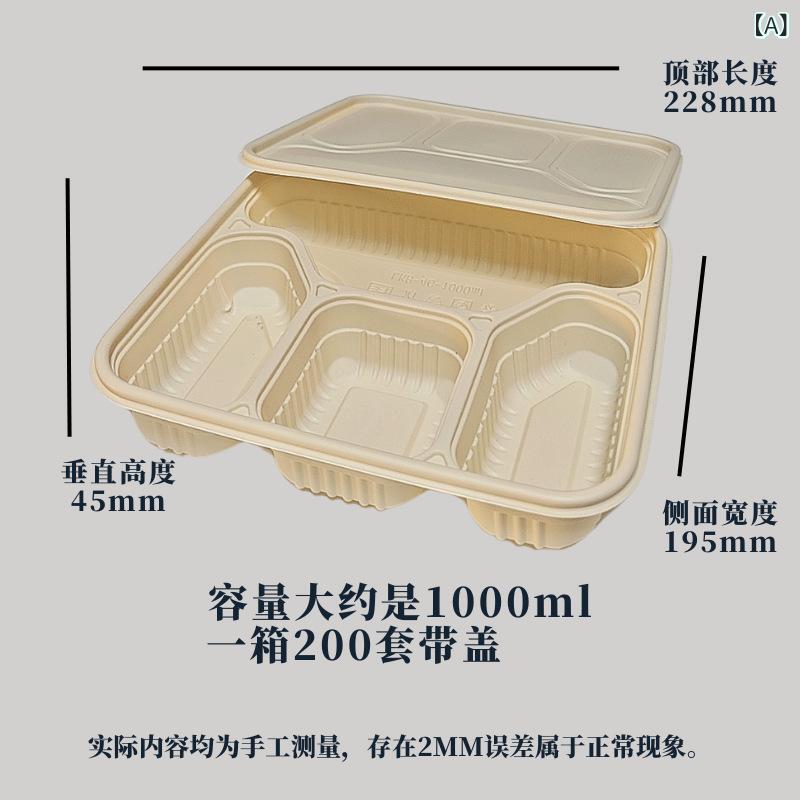 Likangbei 使い捨て 荷造り 箱 食料雑貨類 評点の 解体 性 コーンスターチ 弁当 持ち帰り 4 コンパートメントファーストフードボックス 卸売