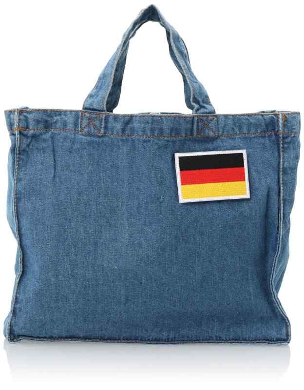 [エフスタイル] トートバッグ 刺繍国旗ワッペン付 デニムカレッジトートバッグ F-SD010784 ビンテージブルー