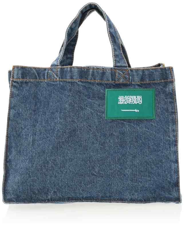 [エフスタイル] トートバッグ 刺繍国旗ワッペン付 デニムカレッジトートバッグ F-SD010784 ウォッシュブルー