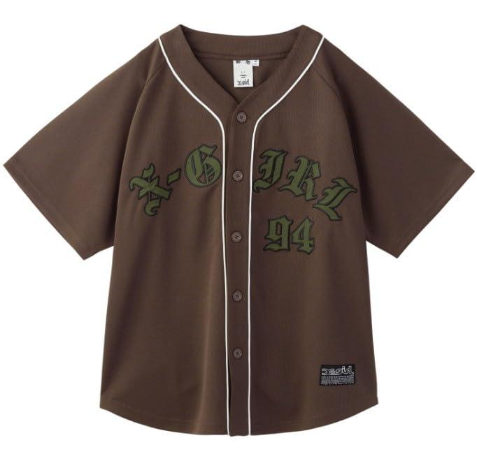 [エックスガール] カジュアル OLD ENGLISH LOGO BASEBALL SHIRT レディース