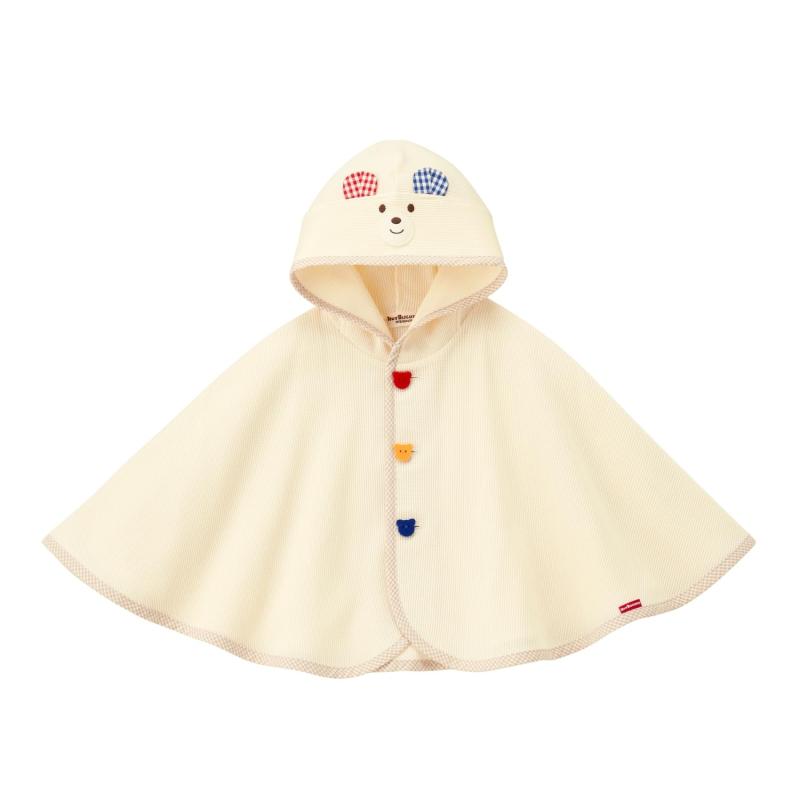 [ミキハウス ホットビスケッツ] ポンチョ 御坊っちゃん うしろ帯 もの言う花 赤ちゃん服 71-3801-684
