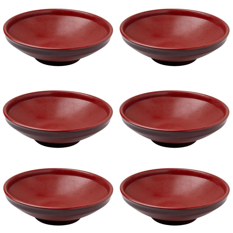 Thunder Group 丸型多用丼 幅23cm 高さ7cm 6個セット 漆器のようなメラミン食器 和食器 食洗機対応 割れにくい 業務用 1091SP-6S