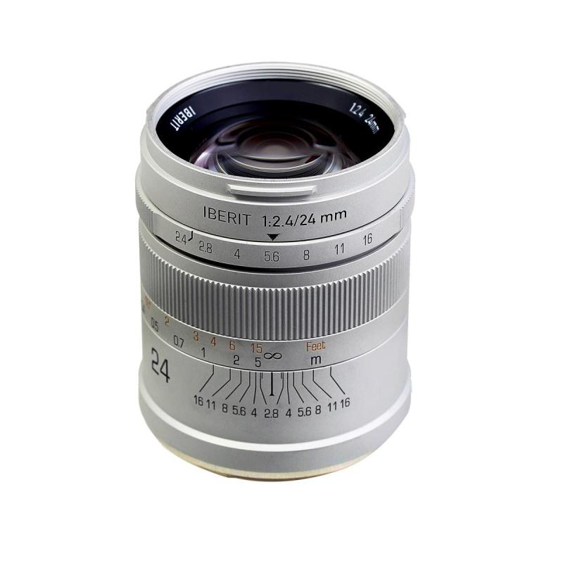 KIPON 単興味の中心水晶体 IBERIT (イベリット) 24粍 f / 2.4水晶体 for Sony用 E水晶体 Ｇlossy Silver(つやあり しろがね色)