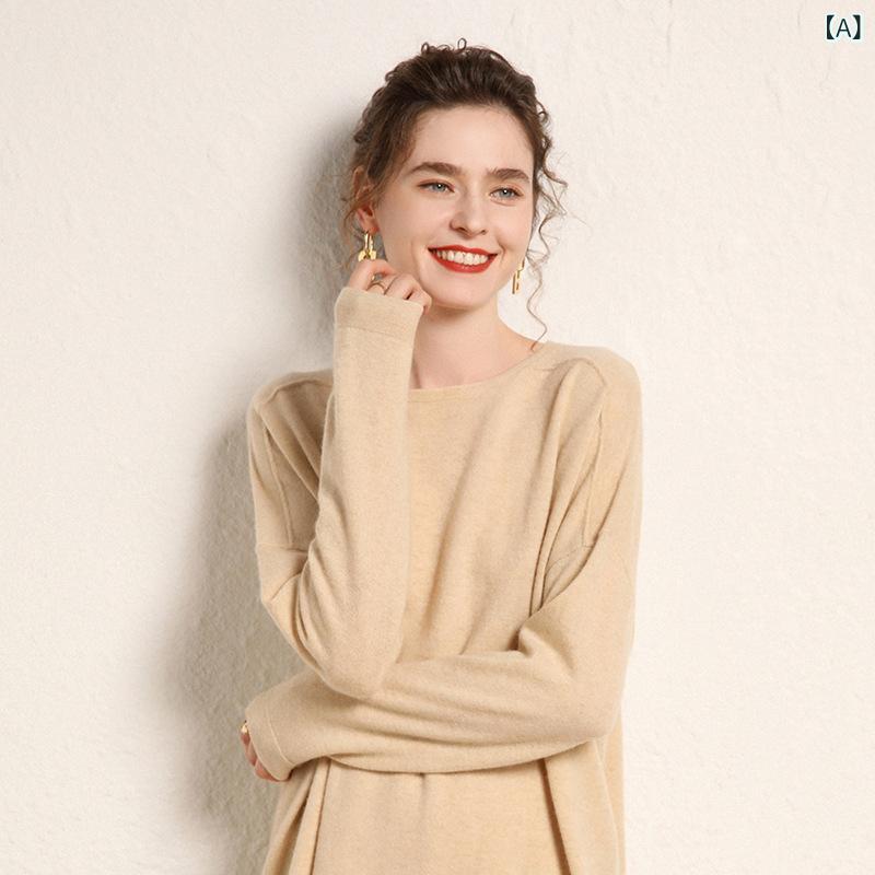 純 色の 丸首の 大きい サイズの 婦人 服の ワンピースの 新型の カシミヤの 平面の 前の 短い 後で 長いです。