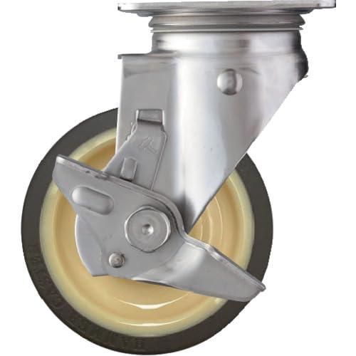 ハンマーキャスター(Hammer Caster) Sシリーズ オールステンレス 旋回式 ウレタン車輪 ローラーベアリング 125mm ストッパー付 313S-UB125