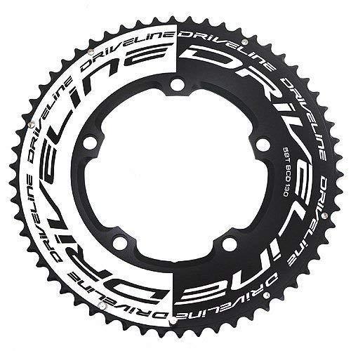 Driveline AL7075 Road Bike Bicycle TT Chainring 58T, BCD 130粍, Black x White #ST1554